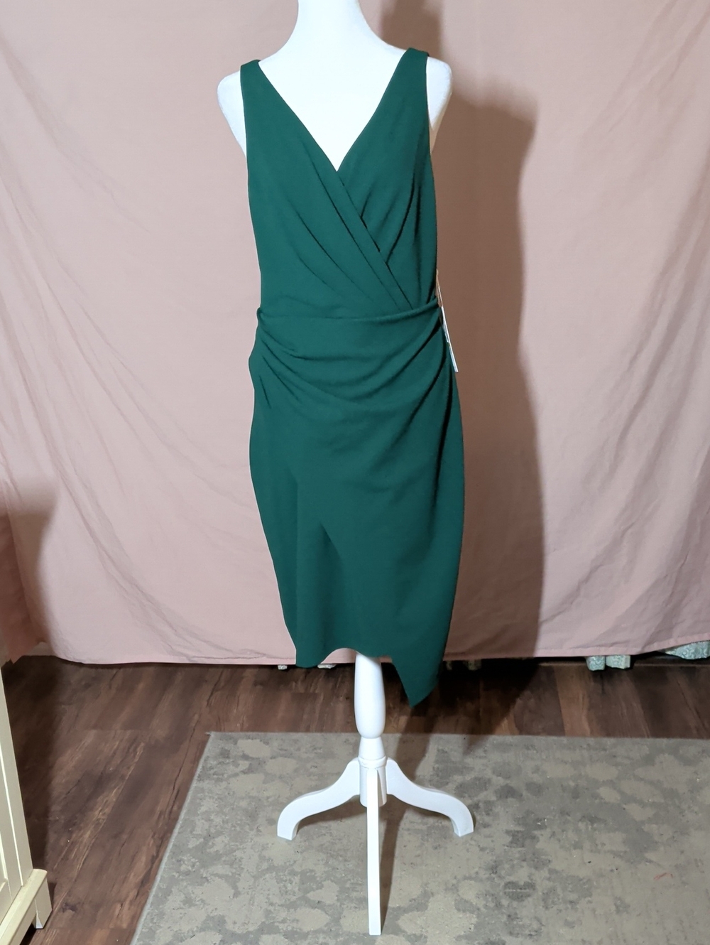 Siena Sleeveless Green Wrap Sheath Dress